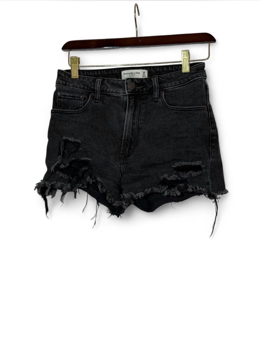 Abercrombie & Fitch Black Distressed High-Rise Cutoff Shorts